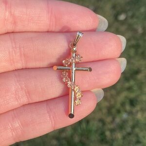 14k / 10k Cross Pendant with Flowers